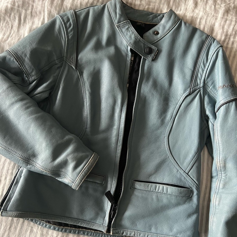 Women's Blue Leather Jacket